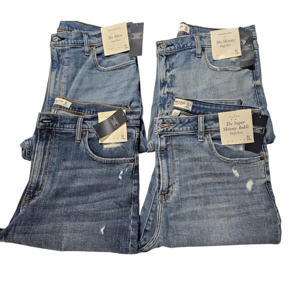 4 Pairs NWT Abercrombie & Fitch Women's Size 14R Jeans - Picture 1 of 8